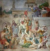 Domenico Zampieri St. Cecilia Distributing Alms, fresco, oil painting
